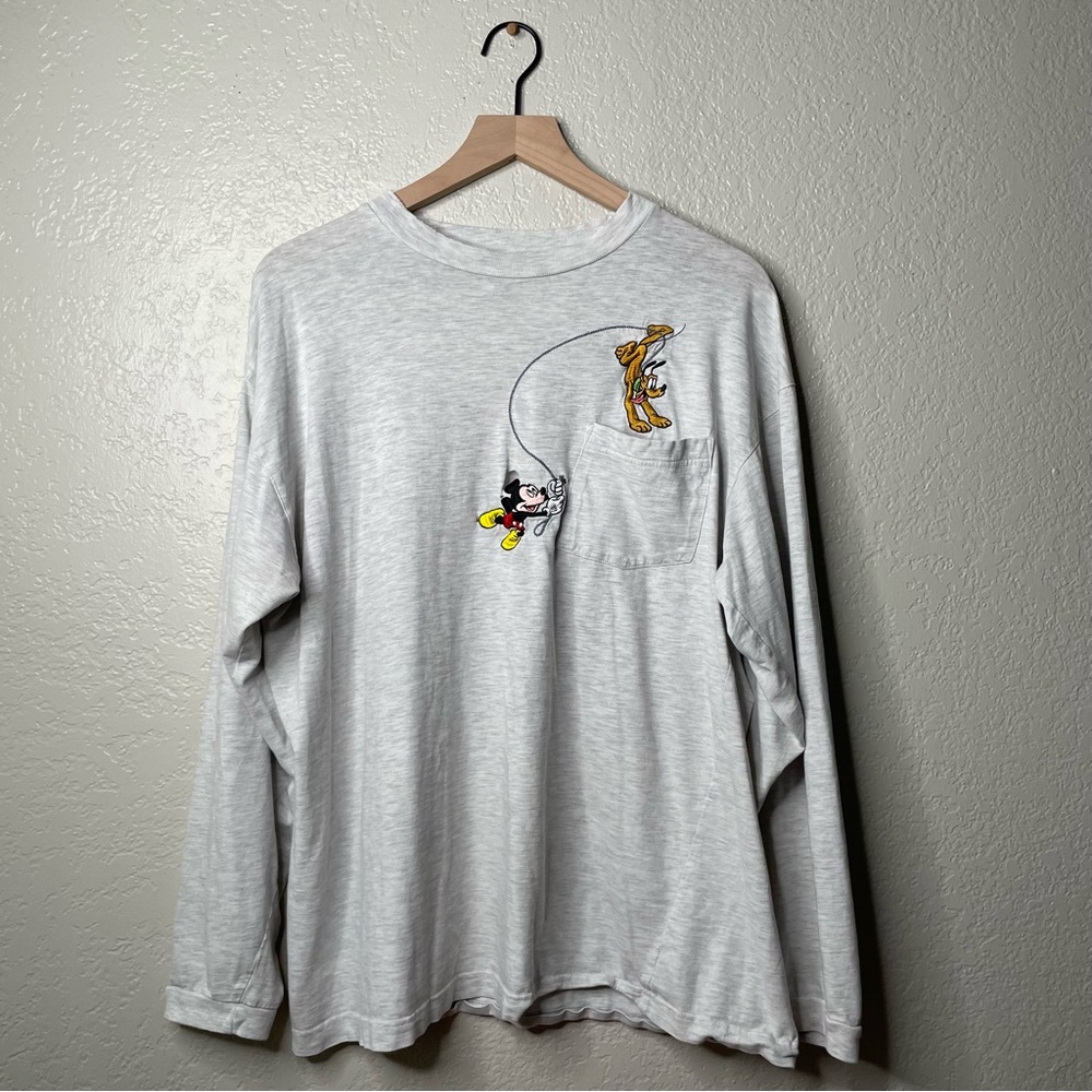 The Disney Store Embroidered Mickey and Pluto Long Sleeve Top Vintage 90s - Picture 2 of 9